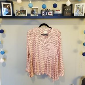 Pink patterned long sleeve blouse by Maeve